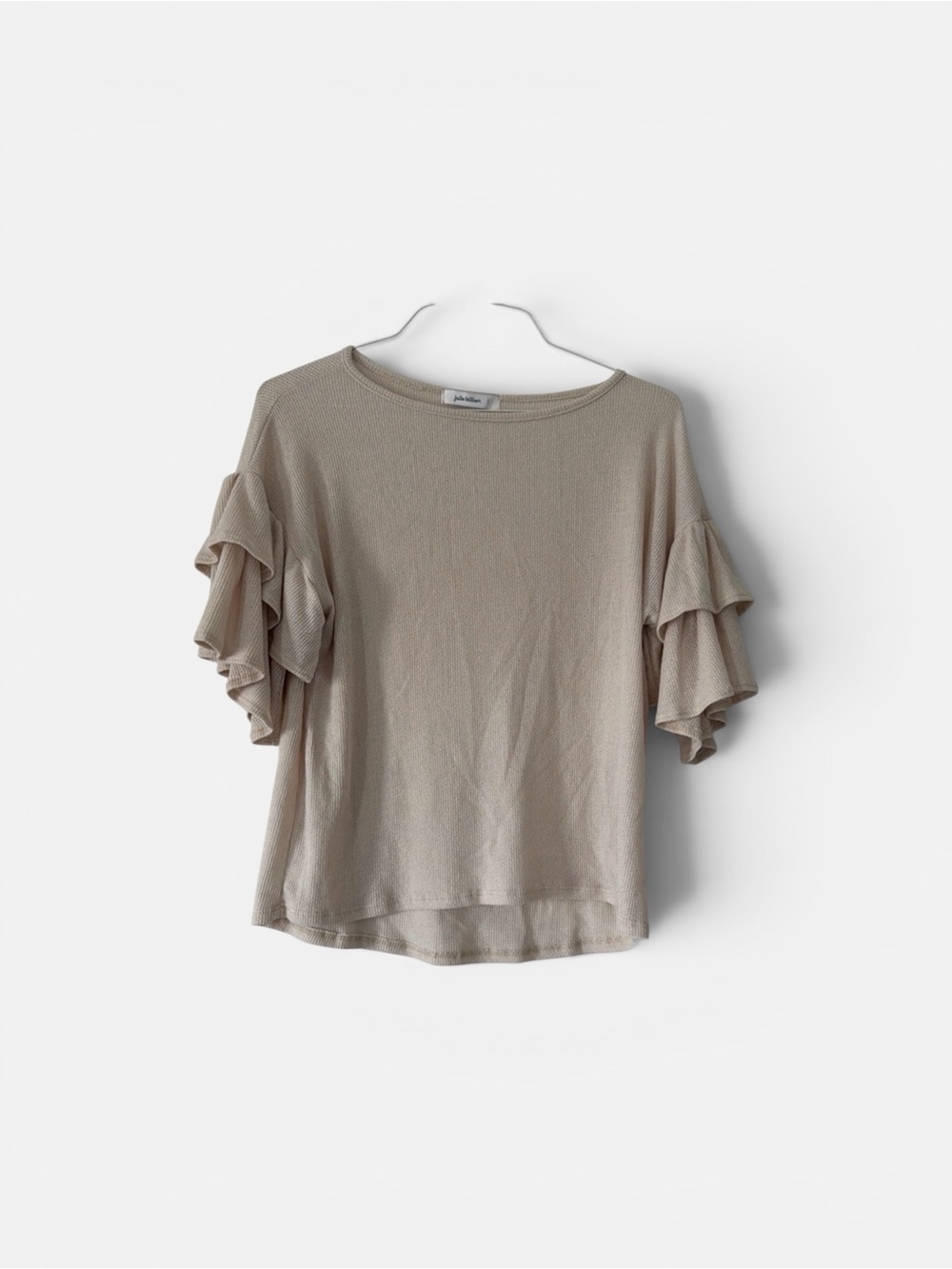 Cream Ruffled Short Sleeve Blouse